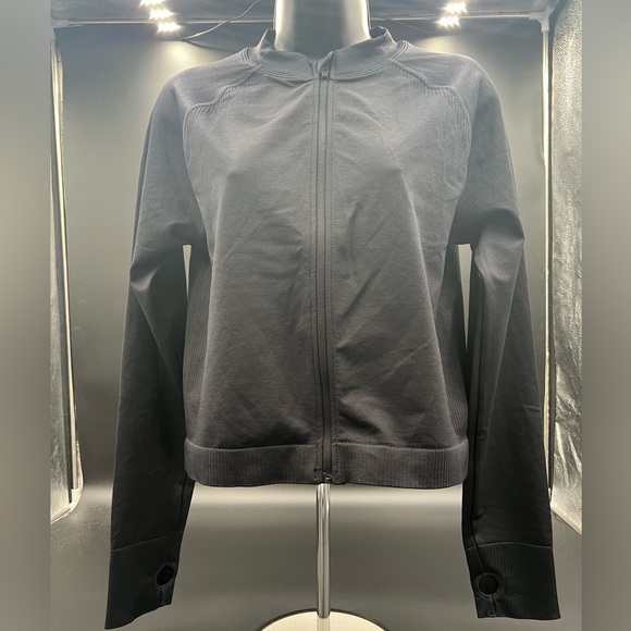 Joy lab long sleeve Tee cropped full zip up black size XL. pit to pit 18 NWT - Picture 1 of 9